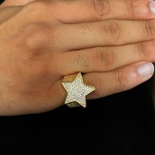Iced VVS Diamond Out Star Ring
