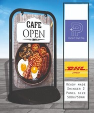 Cafe Open Breakfast Pavement Sign Outdoor Advertising Shop A-Board Swinger 2