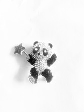Butler & Wilson Sparkle & Glitter Panda With Star Wand Brooch