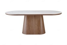 Bianca 200 cm Oval Dining Table - Walnut & White Sintered Stone