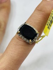 TJC gilded silver,black spinel and diamonds ring UK size P new with tag 