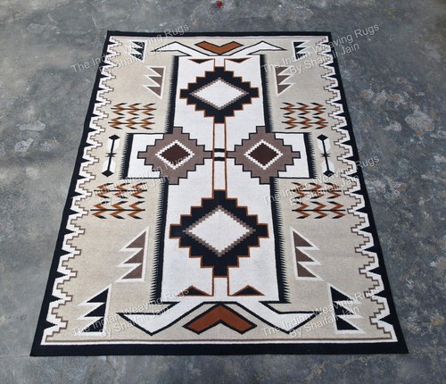 Handwoven wool navajo rug - wool,