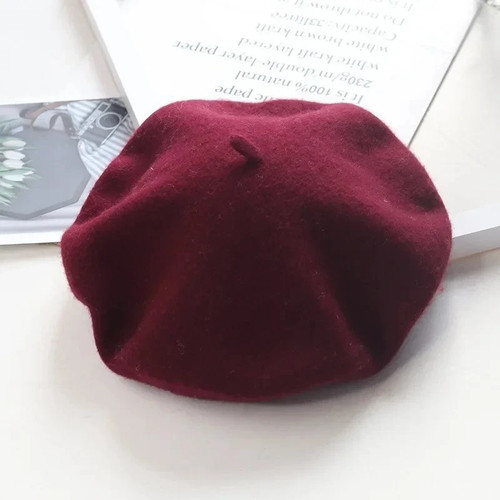 Plain beret hat wool autumn - plain,