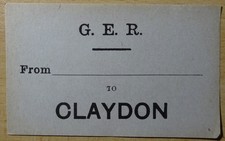 Great Eastern Railway Luggage Label - Claydon (Suffolk) - Closed 1963