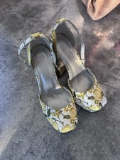 ASOS DESIGN Wide Fit Priority platform high heeled shoes in jacquard