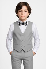 Sirri Boys Textured Double-Breasted Waistcoat Suit 5 PC Pageboy Outfit Ages 2-13