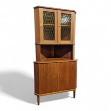 Vintage teak corner cabinet - Tall Vintage retro Danish mid century cupboard