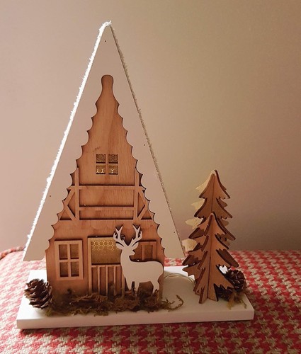Led light wooden house - light,