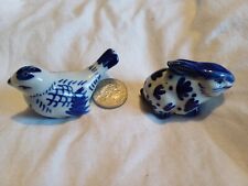   Salt & Pepper cellars,1 Rabbit(salt) & 1 Bird(pepper),Vintage handpainted 