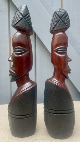 Pair carved african - pair,