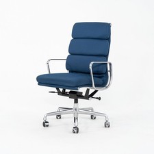 2010s Herman Miller Eames Soft Pad Executive Desk Chair Blue Fabric 3x Available