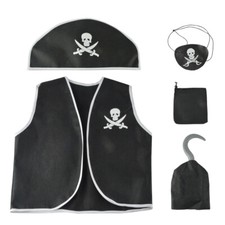 Kids Pirate Fancy Dress Halloween Costume: Hat / Waistcoat / Eye Patch / Hook