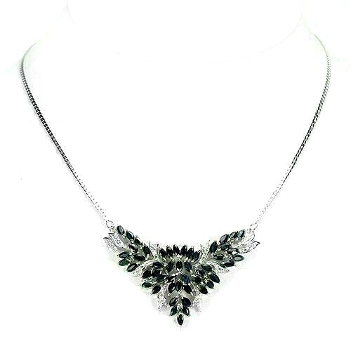 Silver necklace sapphire blue - silver,