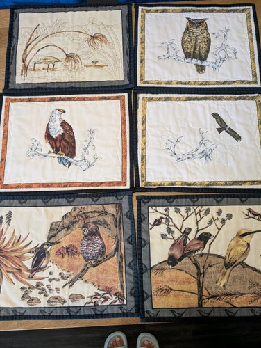Vintage bird quilted placemats - bird,