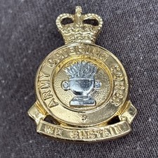 British Army Catering Corps-ACC-WE SUSTAIN- Staybrite Collar Badge 32mm X 23mm