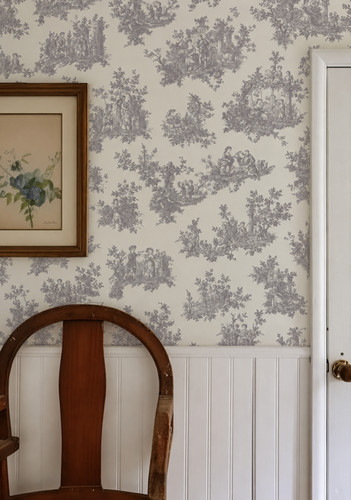 Grey toile jouy wallpaper - toile,