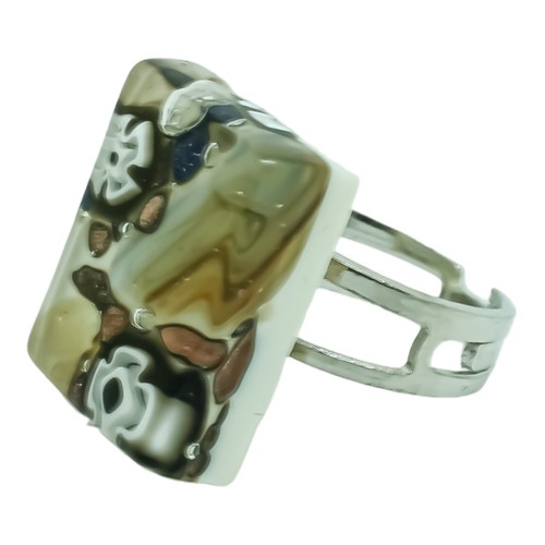 Murano glass ring cream - glass, brown