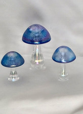 Heron Glass Blue Mushroom Set