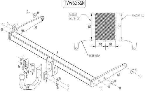 Towtrust swan neck - swan, automotive