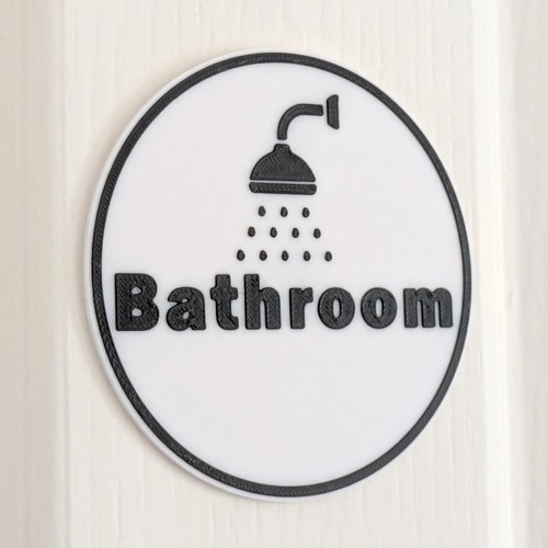 Bathroom door sign - door, black