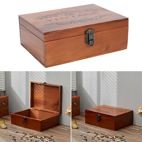 Wooden lockable box square - wooden,