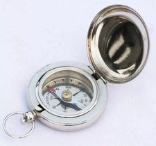 Silver Brass Pocket Compass 2"