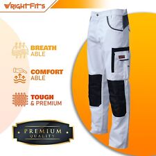 Men Painters Work Trousers With Cargo & Knee pad Pockets White Decorators Pants