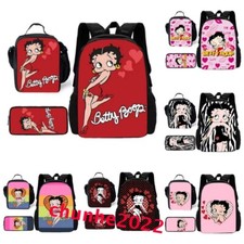 Girls Betty Boop Backpack Bookbag School Lunch Bag Rucksack Pencil Case Set gift
