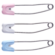 Nappy Safety Pins with Safety Lock Push In Plastic Head - 56mm Long
