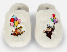 Disney Pixar UP Slippers Mule Fuax Fur White  Sizes UK 3-8