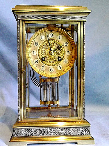 19c french glass clock by - 19c,