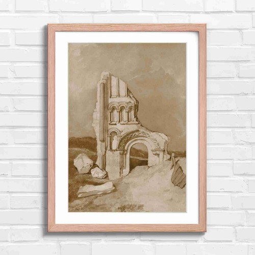 Ruined stone arch with - ruined, arched