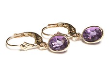 9ct Gold Amethyst LeverBack Earrings Gift Boxed Made in UK