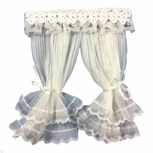 Dolls house net - dolls, curtains