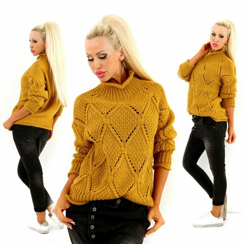 Women high neck jumper - jumper, cable