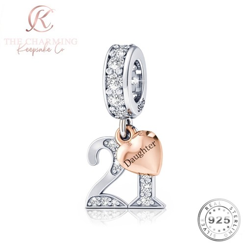 21st birthday charm - silver, &