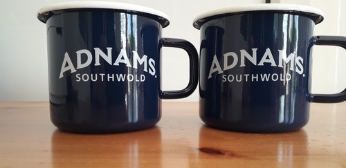 Two enamel adnams - two, drinking