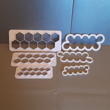 Set of 6 Shaped Plastic Fondant Cutters - Tools Cake Stencil Cutter Mould Emboss
