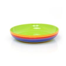 22cm Hand Painted Rainbow Striped Pasta Bowl | Multicoloured Pasta Serving Dish