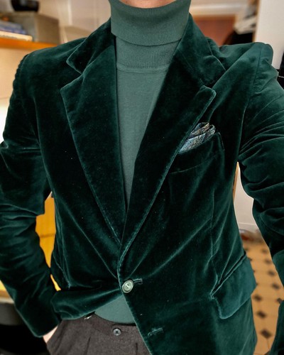 Vintage velvet men suit - vintage, green
