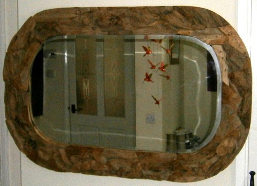 Teak root mirror oval - root,