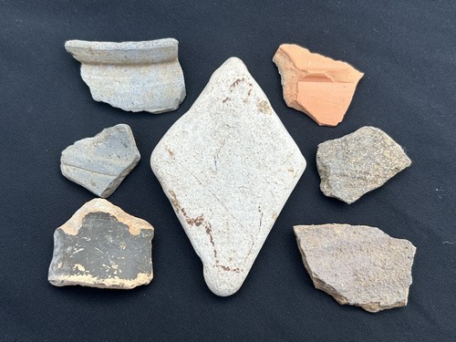 Roman pottery and floor tile - and,