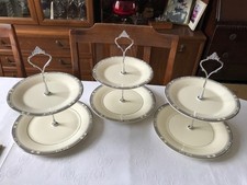 Set of 3 Small (20cm/17cm) Fine China 2 Tier Cake Stands - Royal Doulton Melissa