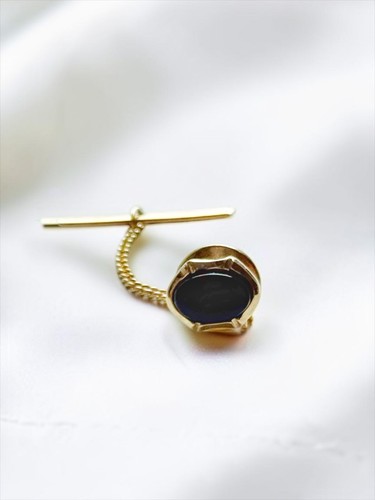 Vintage onyx tie tack - tie, gold