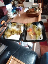 Shakespeare Black Plastic Fly Box Plus Flies Trout & Salmon Fishing