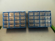 Pair of Vintage Blue Plastic 16 Drawer Workshop STORAGE CABINETS.Lot No.5