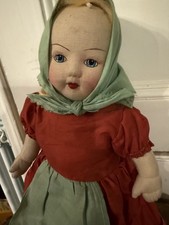 Vintage Cloth Doll Moulded Face 1940s or 50s orig Webbers box like Chad Valley
