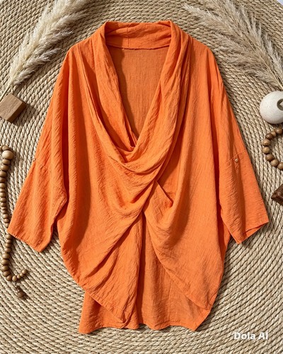 Orange draped wrap tunic - orange,