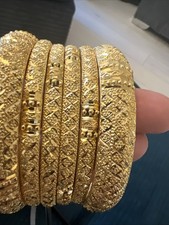 22ct Gold Plated Bangles Indian Pakistani, Size 2.10