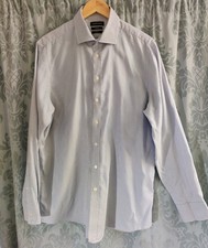 Austin Reed Shirt Men's Collar 17 Sleeve 36 Blue White Stripe Cotton Slim Fit